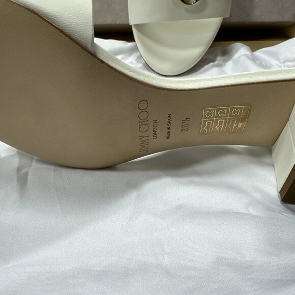 Jimmy Choo Leather Mule Slides Heeled - Picture 4 of 6